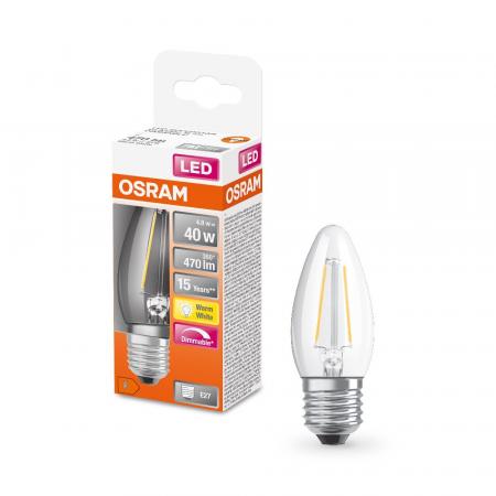 OSRAM E27 LED SUPERSTAR FILAMENT Lampe in schlanker Kerzenform klar dimmbar 5W warmweiß